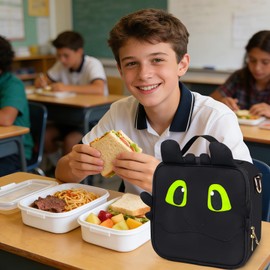 PainZieteg 3D Dragon Lunch Bag for Boys & Girls - Insulated Kids Lunch Box with Cool Wings & Horns - Leakproof Thermal Cooler Bag for Toddler, Preschool, School, Travel & Picnic - Midnight Black