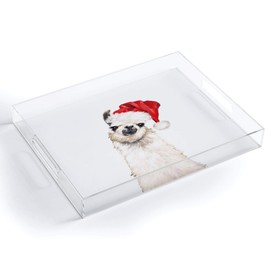 Society6 Big Nose Work Christmas Llama Acrylic Tray, 15.5"x12", White