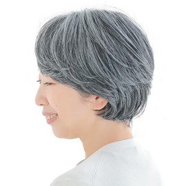 AQUADOLL rm002CGH Wig, Medical Hat, Short, Curl, Room Wig, Full Wig, Women's, One Size Fits Most, CGH. Charcoal Gray Hair