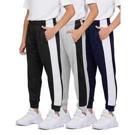 PURE CHAMP 3 Pack Boys Sweatpants Mesh Lightweight Kids Clothes with Zipper Pockets Active Quick-Dry Boys Pants Sizes 4-20 (Set 3 Size Medium)