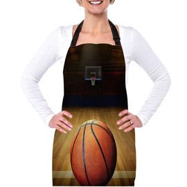 afidomu Kitchen Cooking Apron Basketball Court Ball Apron Home Baking Chef Apron Waterproof For Women Men 31X27 Inches