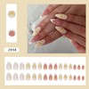 Flower Press on Nails Short Almond Fake Nails White French