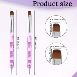 French Gel Acrylic Nail Art Brush & Dotting Tool, Professiona 2 Way Nail Art Brush for Manicure Cuticle Clean up Nailart Design (Size #14 & #16, Purple Marble)