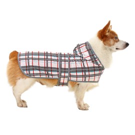 Dog Raincoat Hooded,Waterproof Rain Coat for Dogs with Adjustable Belly Strap,Reflective Strips, Lightweight Slicker Poncho Rain Jacket for Small Medium Large Dogs (Khaki Plaid, Large)