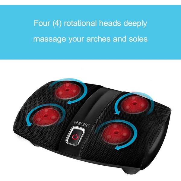 HoMedics Shiatsu Select Foot Massager with Heat, 4 Rotational Heads and 12 Massage Nodes