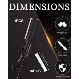 WUNZILO 11-Piece Set Hair Styling Razor Hair Thinning Comb Hair Texturing Cutting Razor Comb with Replacement Stainless Steel Razors for Home Use in Salon
