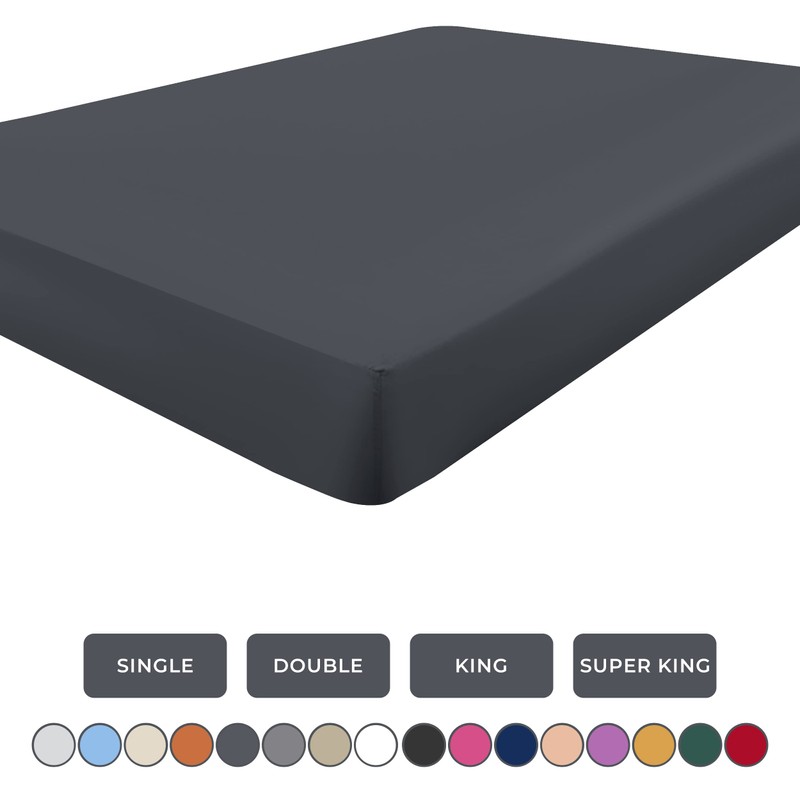 Hafaa Super King Fitted Sheet – Charcoal/Dark Grey Soft Brushed