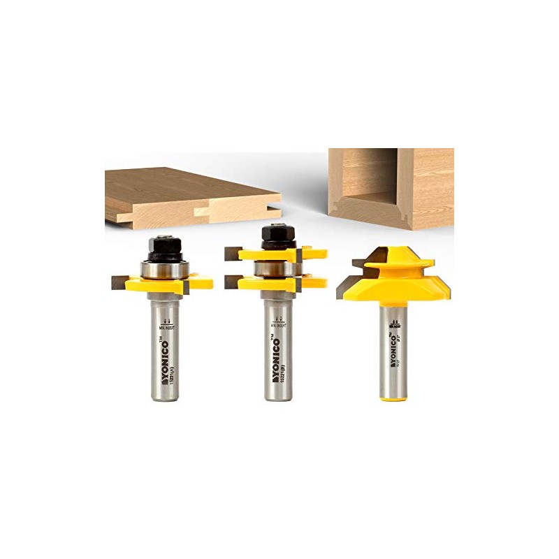 YONICO Tongue and Groove Router Bits Set 3 Bit 3/4-Inch