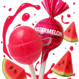 Watermelon Lollipops – 65 Count Bulk Candy Pack, Individually Wrapped – Fruity Suckers for Kids, Parties, Birthdays, Events & Parades