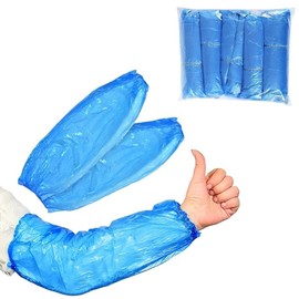 KLHCDUO 100PCS Oversleeves Protector Oversleeves with Elastic on Cuff,Arm Sleeves Covers Waterproof Durable Pe(Blue)