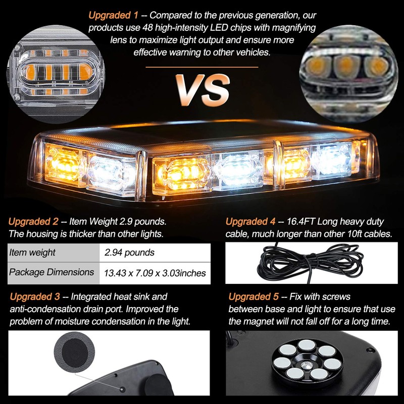 ASPL 2pcs 48LED Roof Top Strobe Lights, High Visibility Emergency