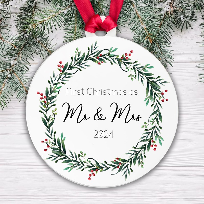 First Christmas as Mr and Mrs 2024 Wedding Bauble Christmas