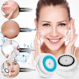 2 x replacement heads for Clarisonic replacement brushes, face brush, replacement cleaning brush, Mia electric replacement heads, replacement brush heads for Mia 2/Alpha Fit/Aria/Smart Profile/Radiance (blue/black)