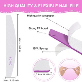 LOPHE 16PCS Professional Nail Files, Double Sided Mixing Grit Emery Boards for Nails, Nail Shaping Manicure Tools, Professional Nail File Set for Nail Styling, Salon, Home Use