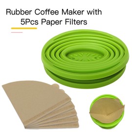 Joyangy Collapsible Coffee Maker Filter, Reusable Coffee Dripper, Rubber Coffee Maker with 5Pcs Paper Filters, for Home, Camping, Travel, Office