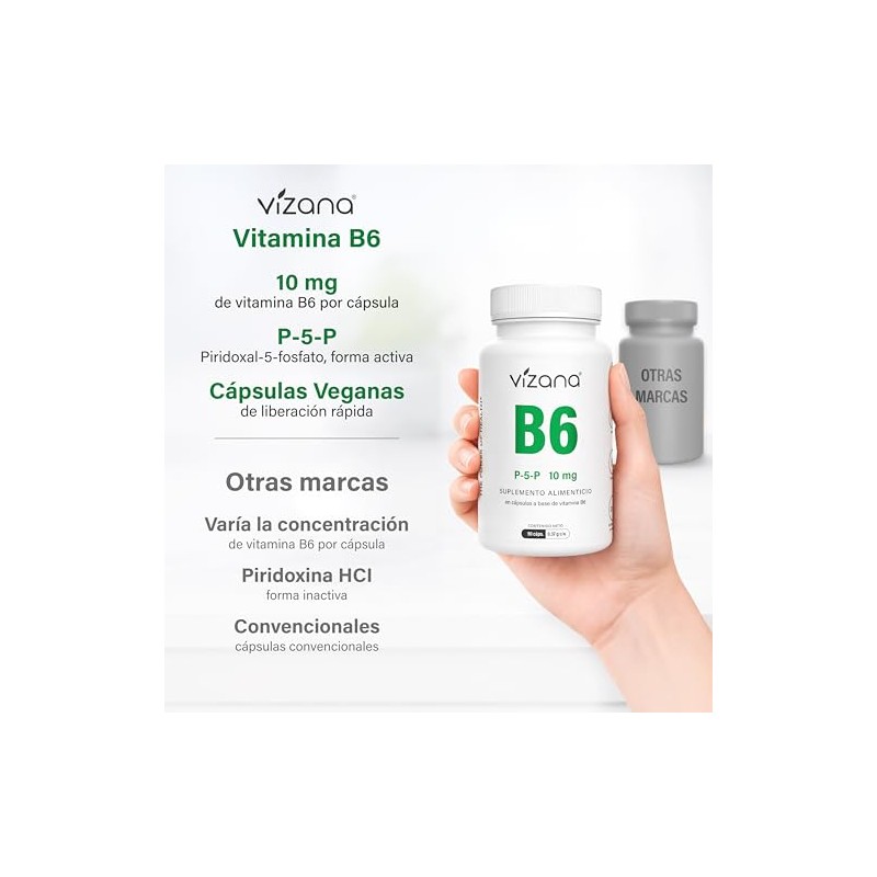 VIZANA NUTRITION | Vitamina B6 Forma Activa y Coenzimada (P-5-P/Piridoxal-5-Fosfato)