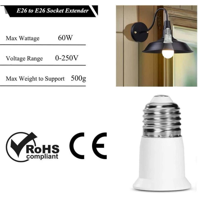 SumVibe Light Bulb Socket Extender E26/E27 Screw In Adapter 3cm