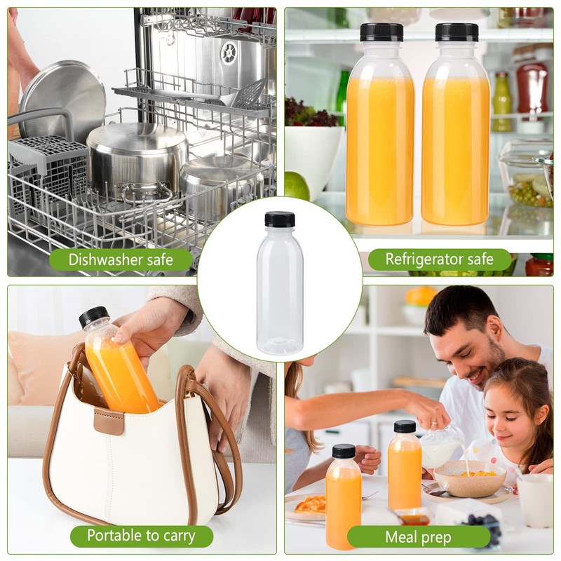 zmybcpack 12 Pack 16oz PP Heat-Resistant Plastic Juice Bottles with