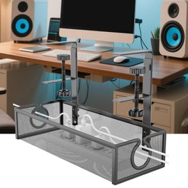 Under Desk Organizer | Multifunctional Cord Organizer,Metal Mesh Table Accessories, Reusable Cable Management for Home, Studio