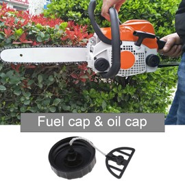 VGOL 2PCS Fuel Tank Gas Cap Oil Filler Cover Compatible with Stihl MS170 180 017 018 Chainsaw Parts Car Replacement Accessories Black