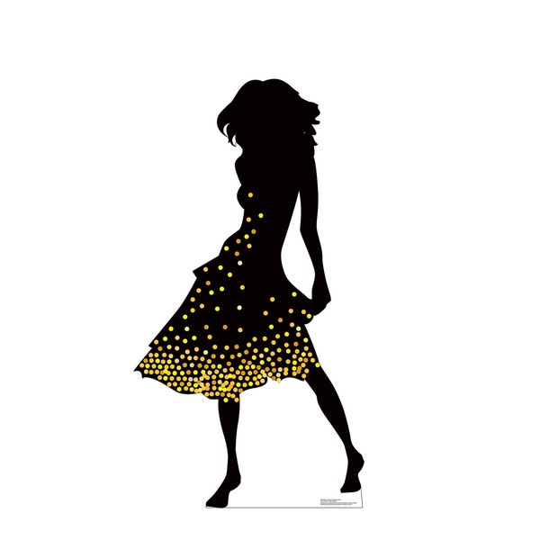 Cardboard People Silhouette Dancer Yellow Sparkles Life Size Cardboard Cutout