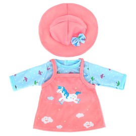 ZWOOS Doll Clothes for New Born Baby Doll, Unicorn Pattern Outfit with Hat for Dolls 35-43 cm