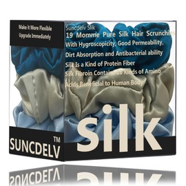 Suncdelv Silk,100% Silk Scrunchies for Hair,22 Momme Hair Ties for Anti-Crease & Breakage,Natural Women Hair Accessories，Fashion Hairbands 3PCS（Sapphire Blue）