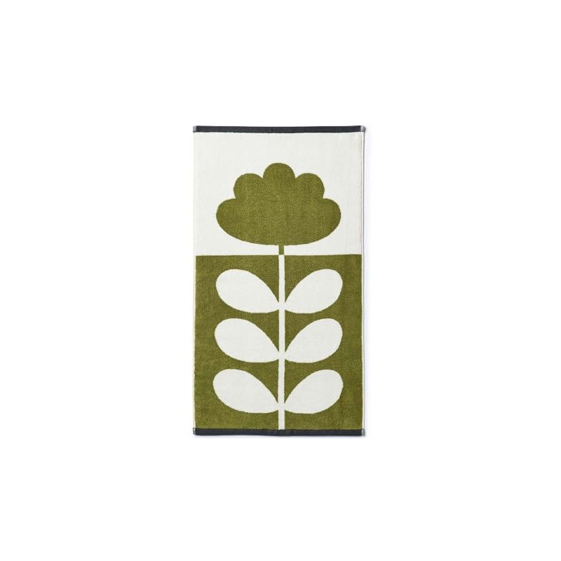Orla Kiely Cut Stem Bathroom Towel Moss & Charcoal 100%