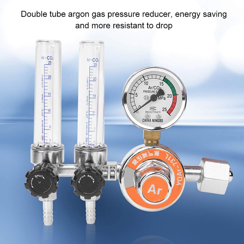 Dual Tube Argon Pressure Regulator Reducer Female Thread G5/8 Inch