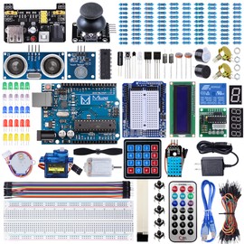 Miuzei Starter Kit Compatible with Arduino Projects with Microcontroller, LCD1602 Module, Breadboard, Power Supply, Servo, Sensors, Jumper Wires, LEDs, Detailed Tutorial MA13