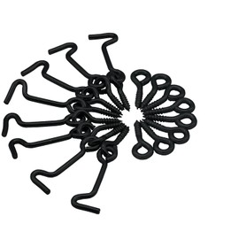 Jersvimc 1.7 Inch Black Eye Latch Swivel Window Latch(8Pcs), Steel Cabin Hook with Mounting Screws for Gate Door Wood