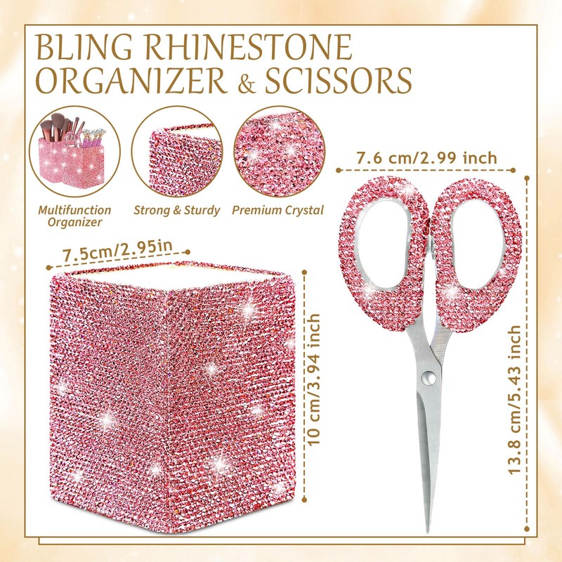 Qilery 8 Pcs Bling Desk Accessories for Valentines with 1