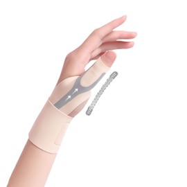 Aosrky 手首 親指サポーター 親指付け根サポーター【理学療法士監修x極薄な体験】 薄手 0.99mm 軽量 11g 固定 圧力調節 内蔵スプリングステー 装着が簡単 スポーツ テニス バドミントン 育児 パソコン/スマホ操作 家事 日常の活動 男女兼用 肌色 左手 M 親指囲サイズ（6-7.5CM)