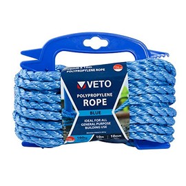 TIMCO Polypropylene Blue Rope – General purpose – Great for towing, mooring, strapping, cable draw cord and as a washing line - 10mm x 10m