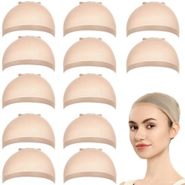 Senshuomy Wig Caps,Stocking Ultra Thin,Elastic Nylon Mesh,Breathable,Sweat Absorber & Stretchable Caps for Women,One Size Fits All (Brown/12 pcs)