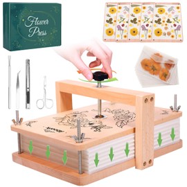 Aboofx Large Flower Press Kit, 6 Layers 11.8" x 8.3" Even Pressure for DIY Arts and Crafts, Dried Flower Plant Preservation Gift for Adult Craft Lovers, Wood