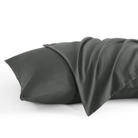 NTBAY Standard Pillow Cases Set of 2, 2 Pack Brushed Microfiber 20x26 Pillow Cases, Soft, Wrinkle, Fade, Stain Resistant Dark Grey Pillow Cases with Envelope Closure, 20x26 Inches, Dark Grey
