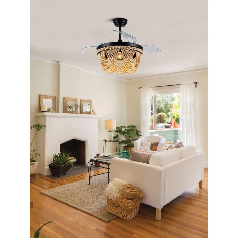 Boho Ceiling Fan with Light, Modern Ceiling Fan with 6