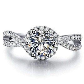 Jude Jewelers Platinum Plated 1.5 Carat Cubic Zircon Simulated Diamond Wedding Engagement Proposal Ring (Silver, 11)