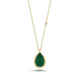 18K Gold Pear Cut Emerald Necklace, 925K Sterling Silver Teardrop Shape Necklace, Emerald Jewelry, Emerald Jewelry, Gift For Her, Gift For Mom