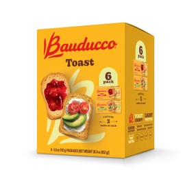 Bauducco Toast - Delicious, Light & Crispy Toasted Bread - Original & Whole Wheat - Ready-to-Eat Breakfast Toast & Sandwich Bread - No Artificial Flavors - 30 oz (Pack of 6)