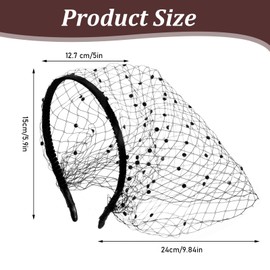 Tyqour Fascinator Women's Veil Black Mesh Veil Headband Fascinator 20s 50s Women's Headpiece Fascinator Wedding Mesh Headband for Tea Party Headpiece Cocktail Veil Party, black