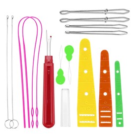 DHSWNNG Pull-Through Needle Set, 14 Pieces Threading Aid Needle Threader Elastic Band Drawstring Needles Threader Bodkin Flexible Needle Threader for DIY Sewing Craft Supplies Sewing Accessories