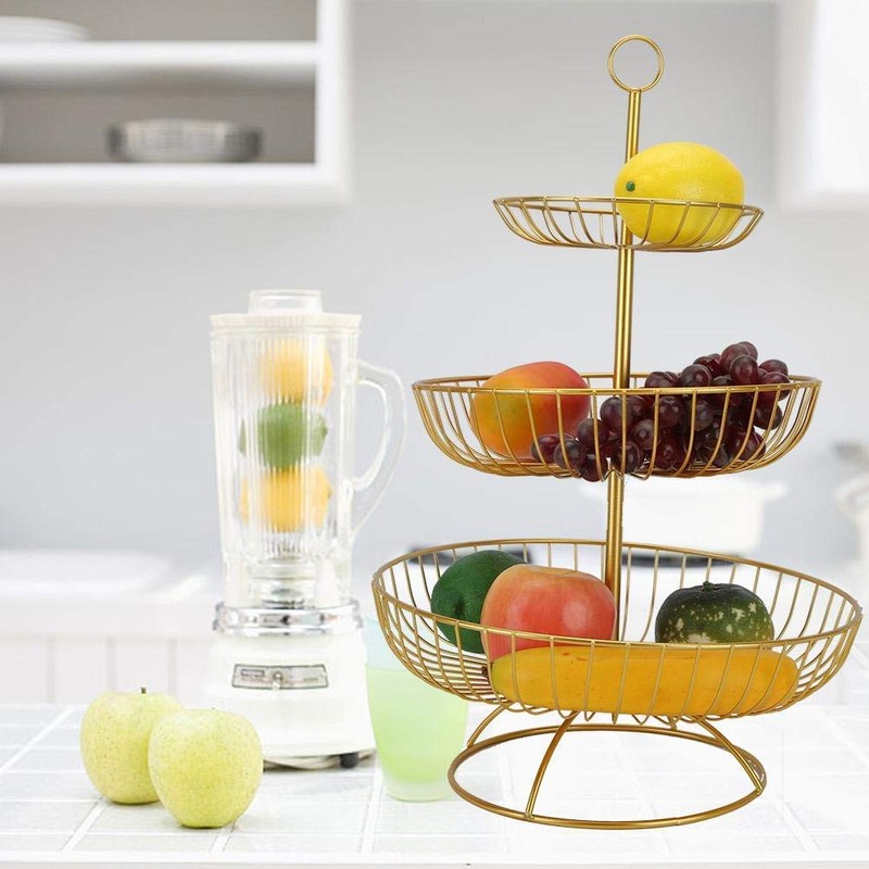 3-Tier Countertop Fruit Basket Bowl Storage Decorative Tabletop Bowl Stand