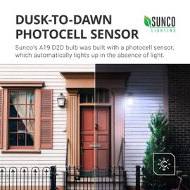 Sunco Lighting 10 Pack Dusk to Dawn Light Bulbs Outdoor Light Sensing Bulb Photocell, A19 LED 60W Equivalent 9W, 800 LM, E26 Medium Base, 3000K Warm White, Super Bright, Automatic On/Off Sensor, UL