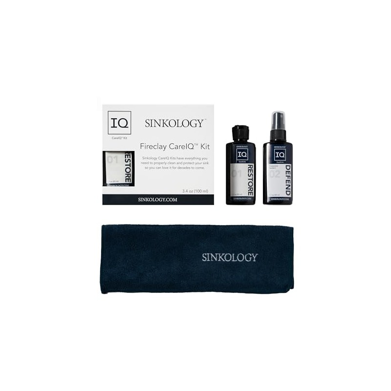 Sinkology SinkSense Fireclay Sink Care Kit, Cleaner and Protect System,