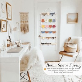 Organizador de pinzas para el cabello Portador macramé con 10 accesorios montado en la pared Decoración