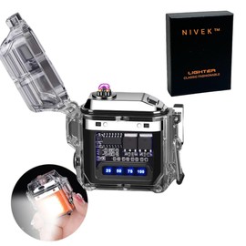 NIVEK Dual Arc Electric Lighter, Rechargeable, Waterproof Lighter with Flashlight, Windproof, Cool Lighter for Men, Birthday (Black)