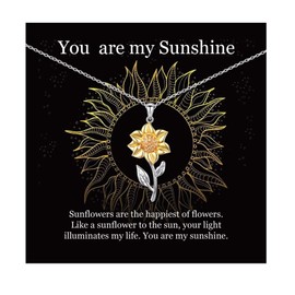 You are My Sunshine Gift, Sunflower Pendant Necklace, Birthday, Valentine's Day, Anniversary Present for Girlfriend, Daughter, Soulmate, Friends