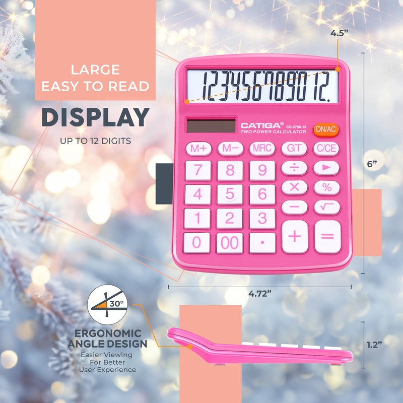 CATIGA Desktop Calculator (2 Pack) 12 Digit with Large LCD